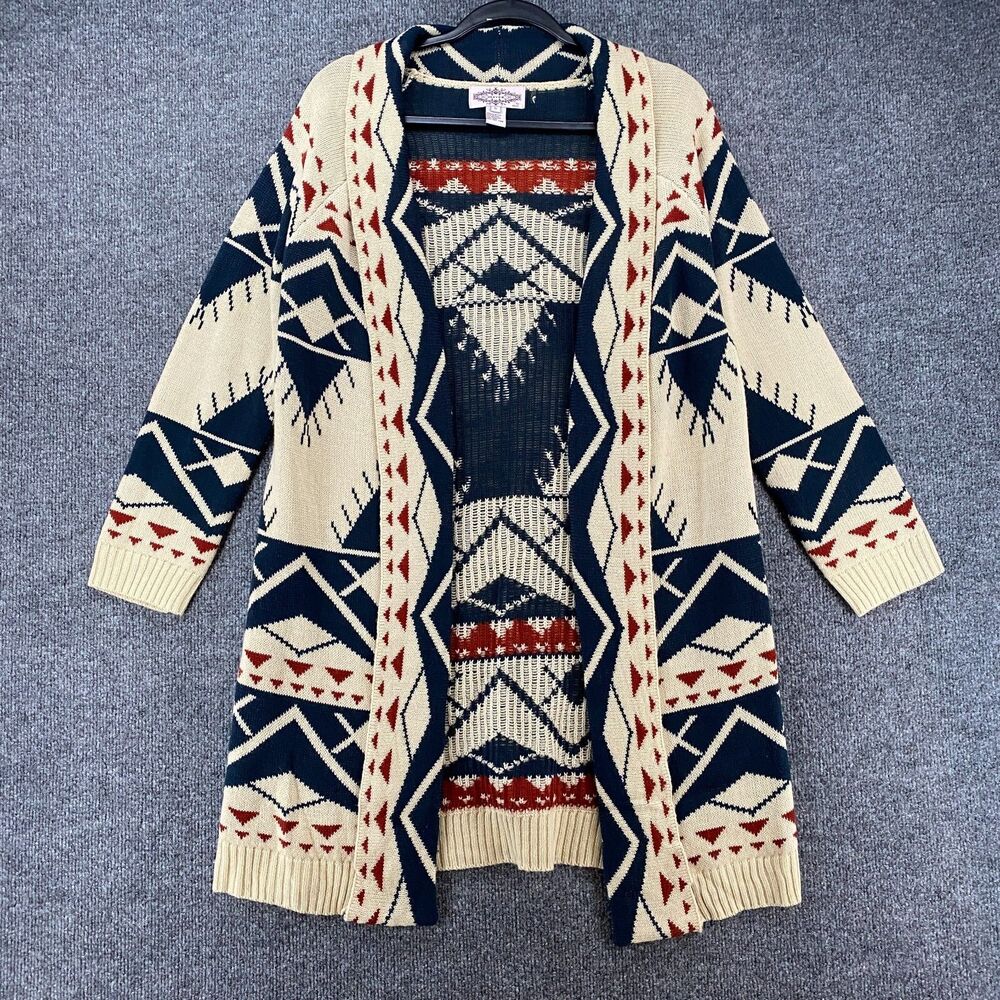 Oliver Cardigan Sweater Womens S Knit Open Front Western‎ Farm Aztec Casual Boho